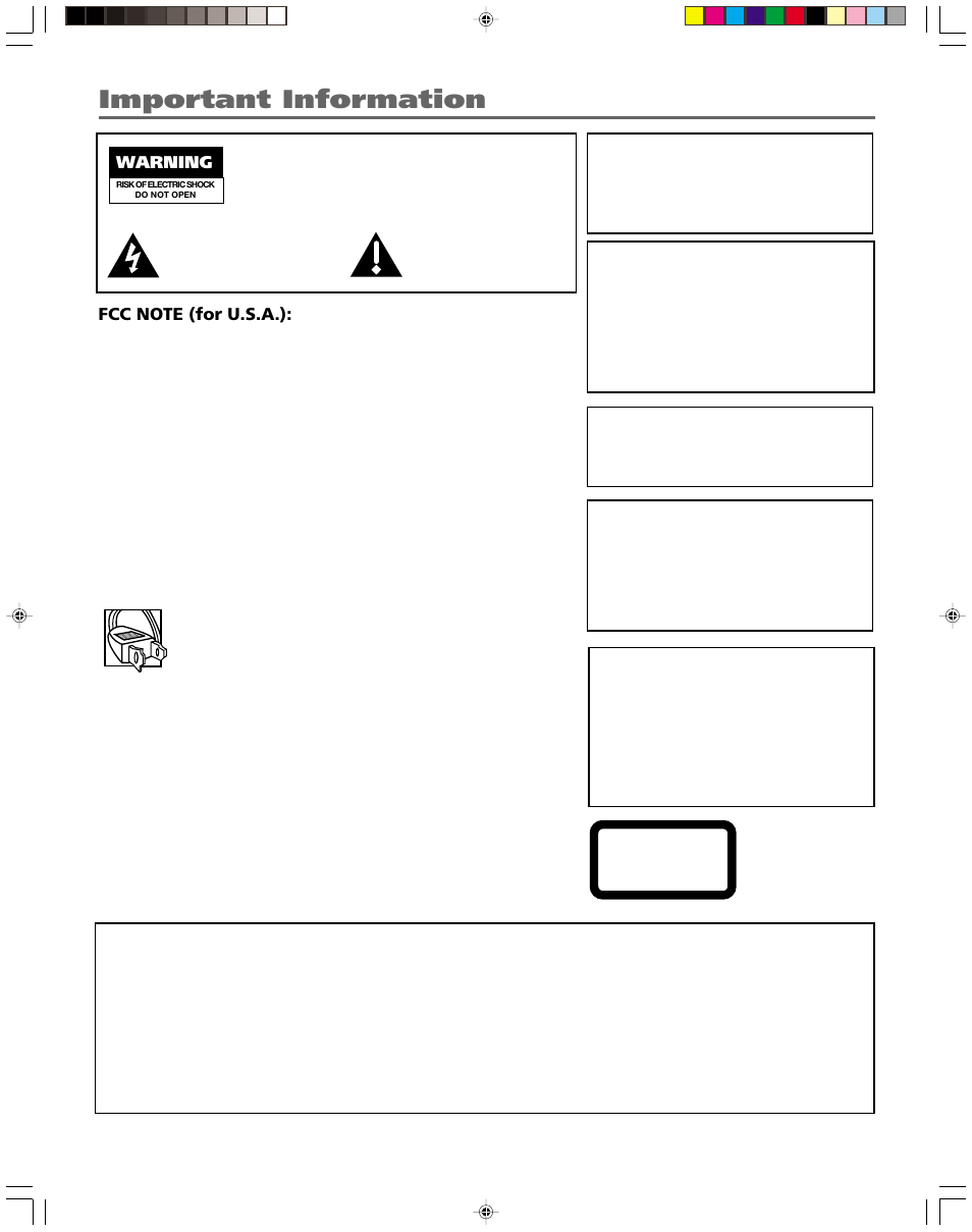 Important information, Warning, Caution | HP RC5240P User Manual | Page 2 / 65