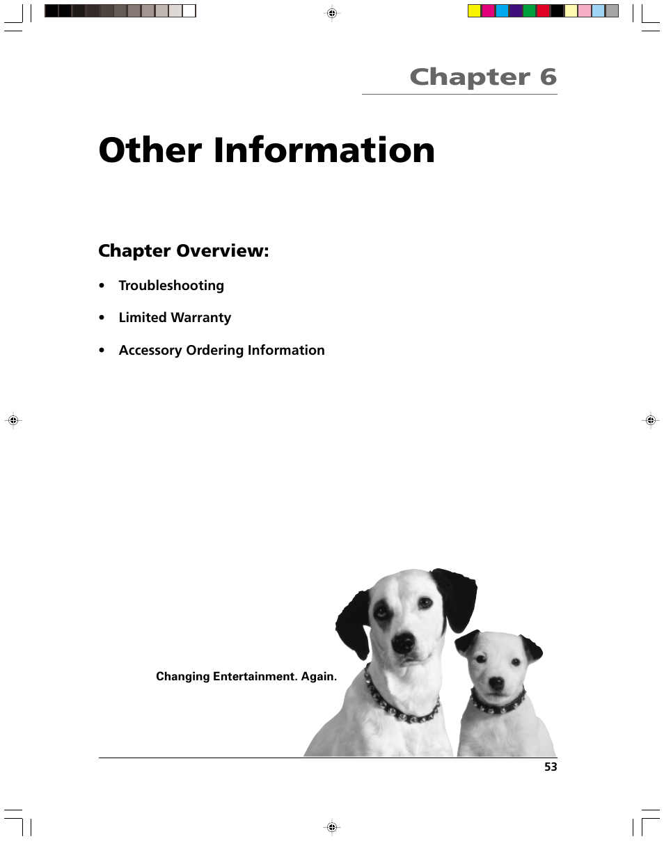 Other information, Chapter 6, Chapter overview | HP RC5240P User Manual | Page 55 / 65