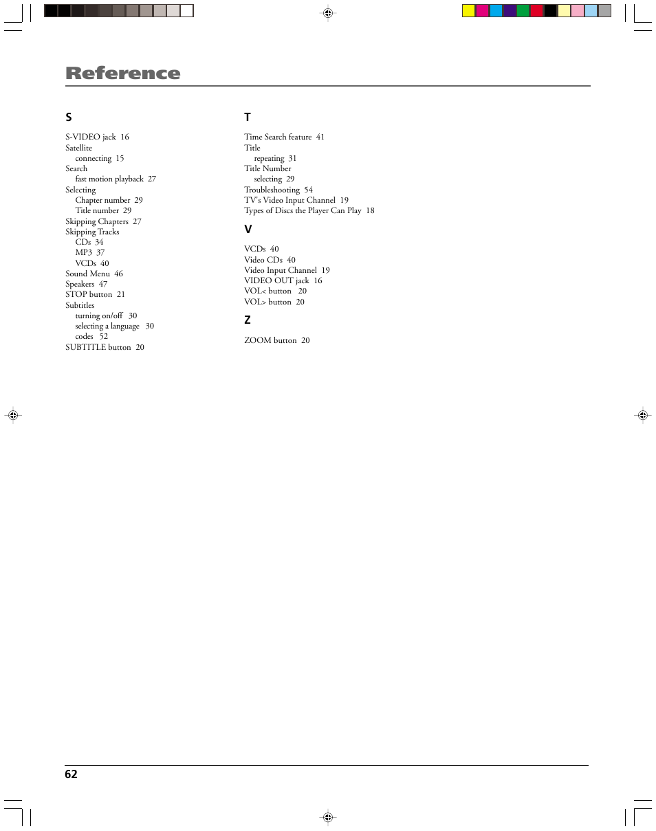 Reference | HP RC5240P User Manual | Page 64 / 65