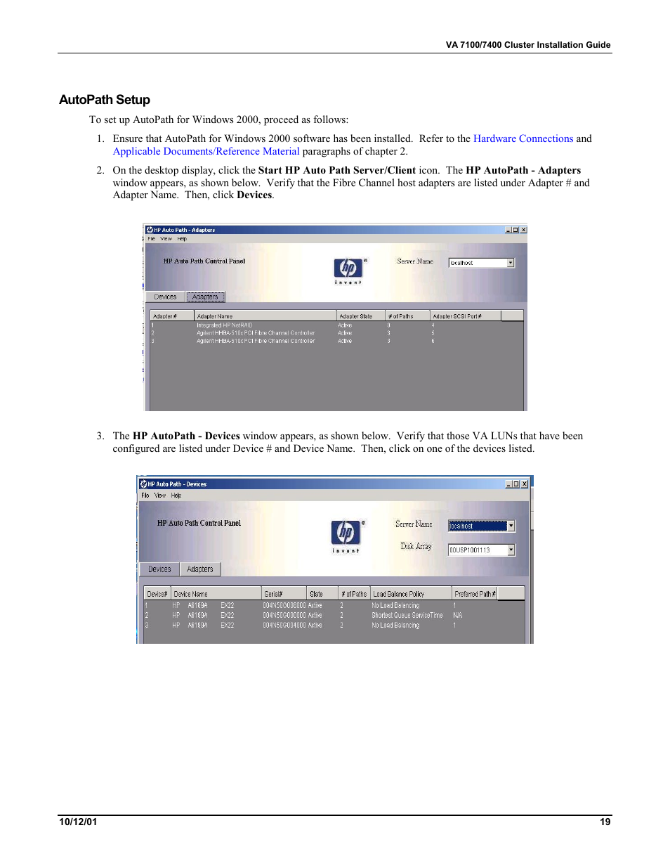 Autopath setup | HP VA 7400 User Manual | Page 22 / 52