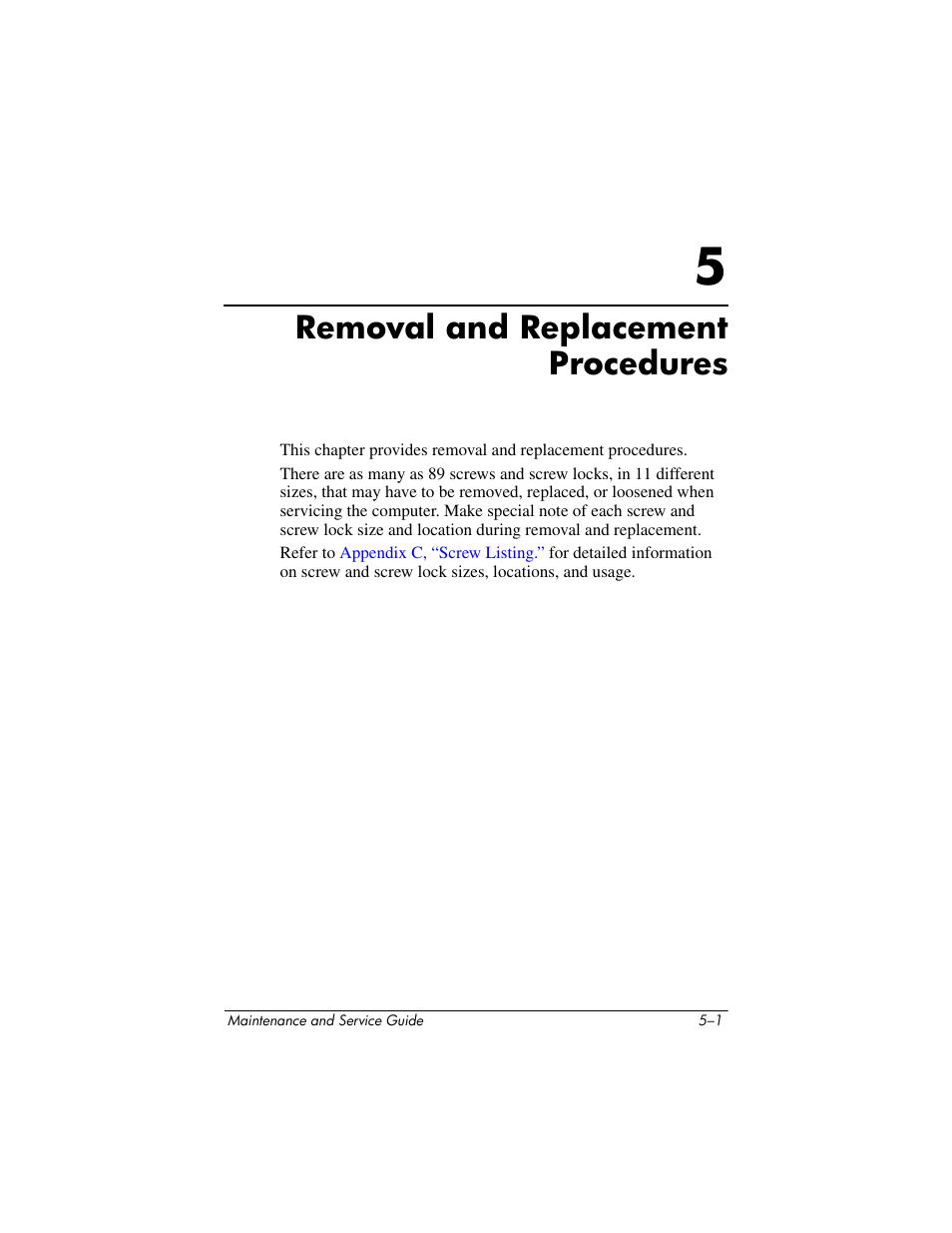 Removal and replacement procedures, 5 removal and replacement procedures | HP V4200 User Manual | Page 107 / 273