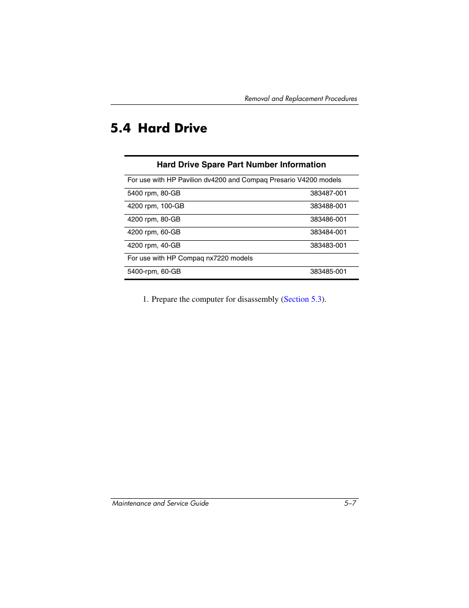 4 hard drive, 4 hard drive –7, Hard drive | HP V4200 User Manual | Page 113 / 273