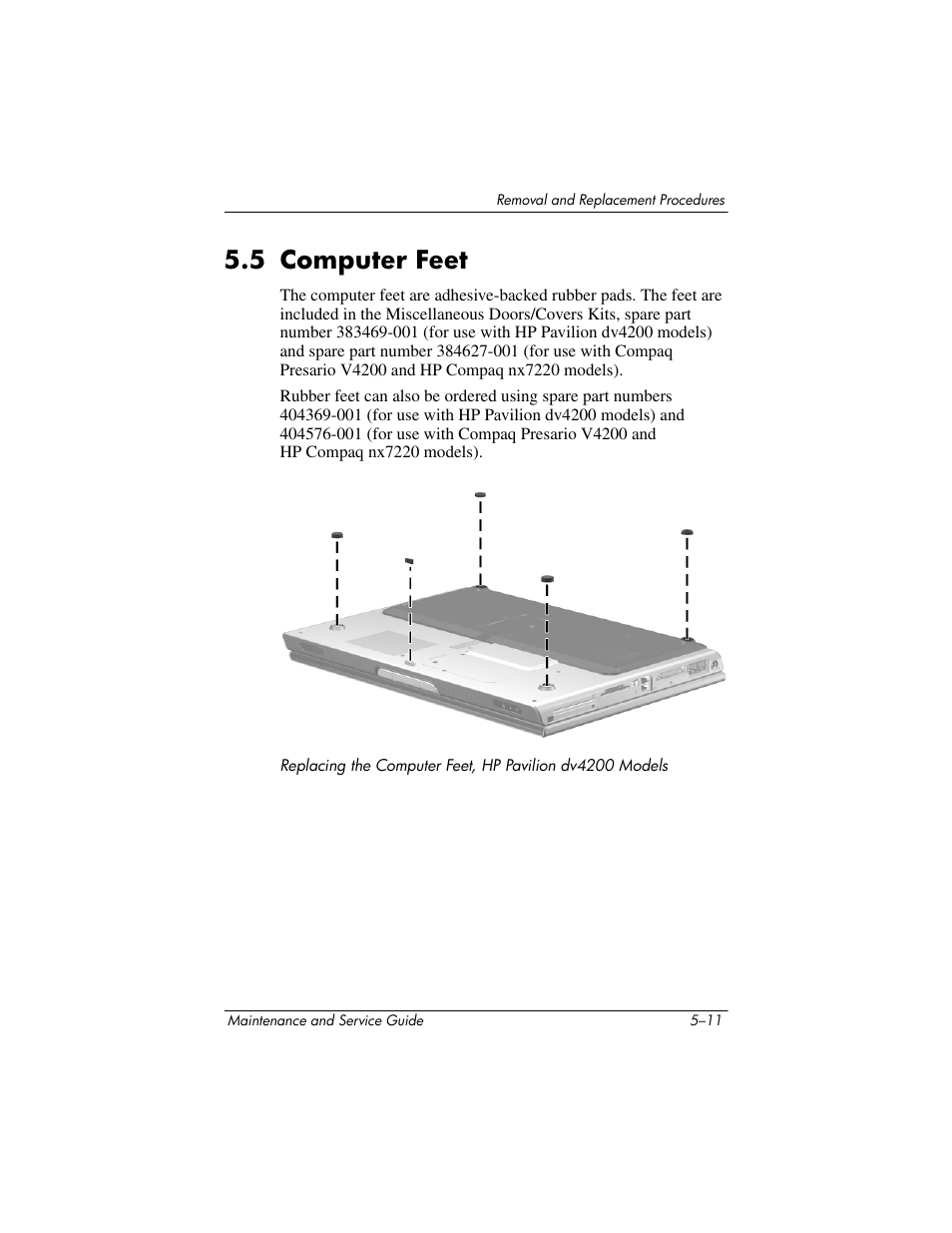 5 computer feet, 5 computer feet –11, Computer feet | HP V4200 User Manual | Page 117 / 273