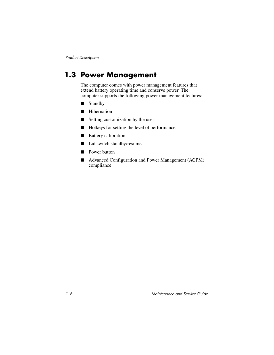 3 power management, 3 power management –6 | HP V4200 User Manual | Page 12 / 273