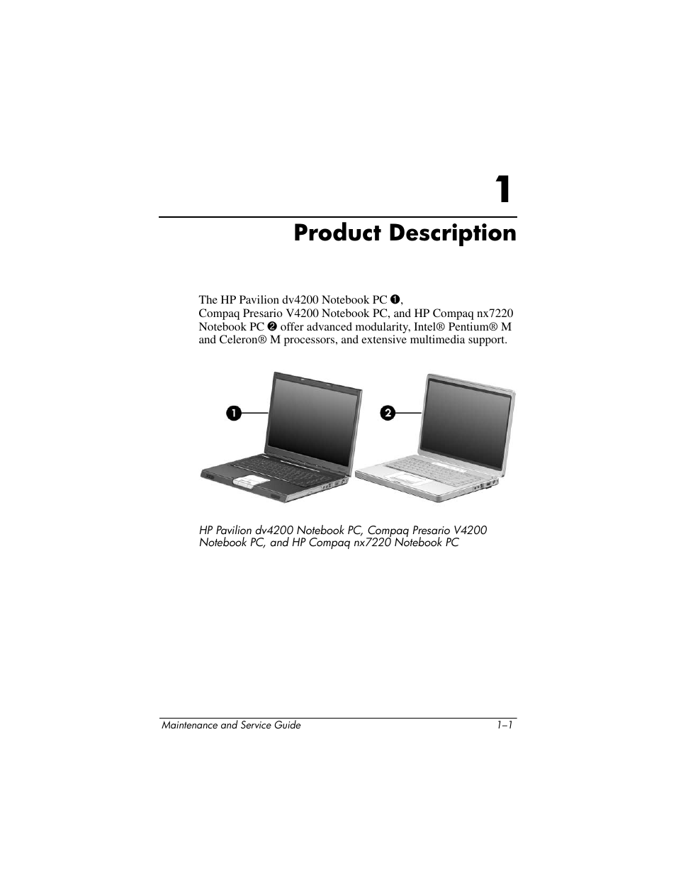 Product description, 1 product description | HP V4200 User Manual | Page 7 / 273