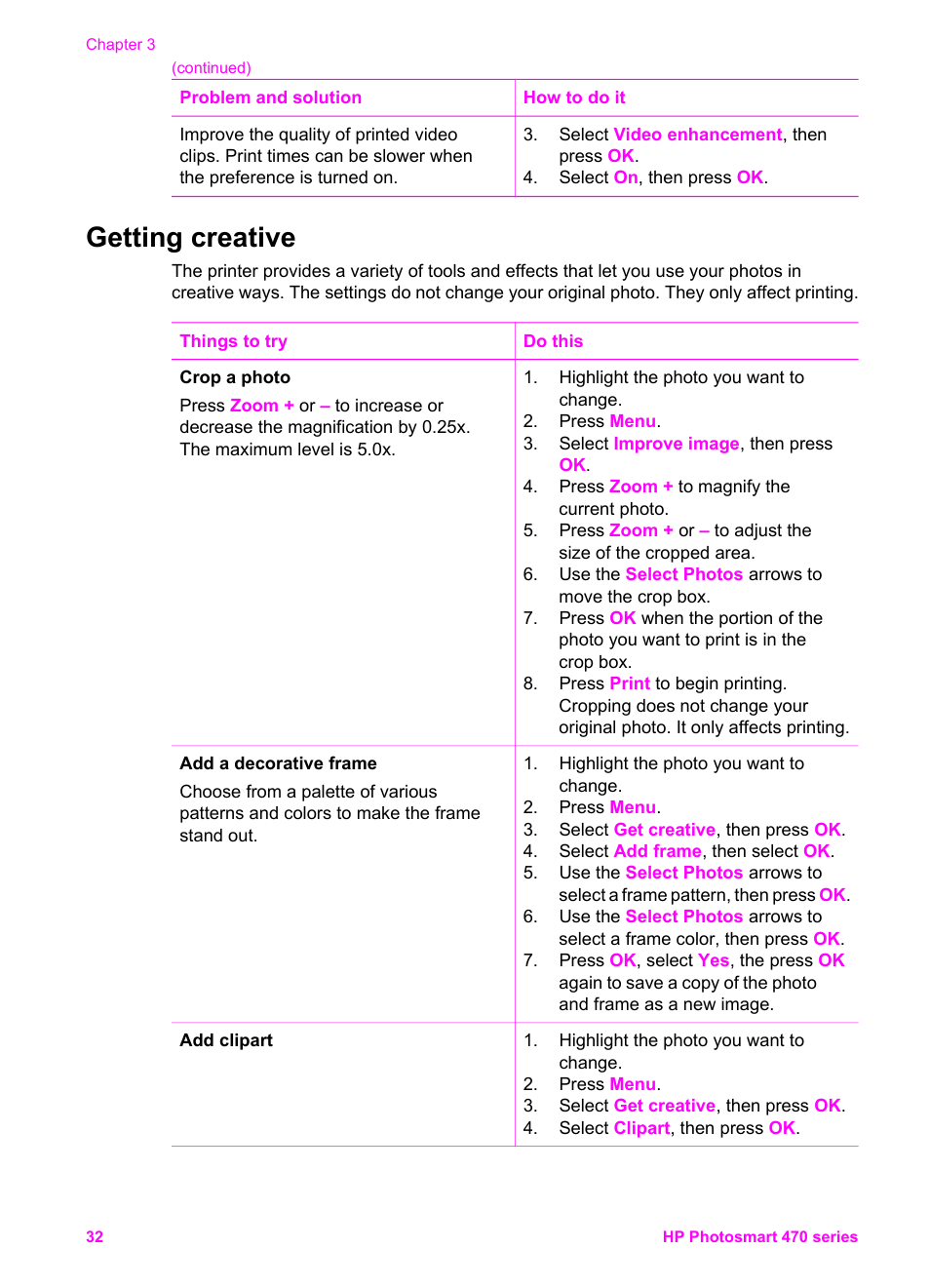 Getting creative | HP 470 series User Manual | Page 37 / 77