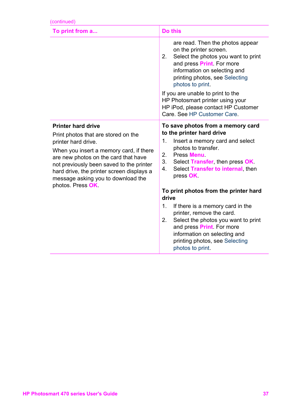 HP 470 series User Manual | Page 42 / 77