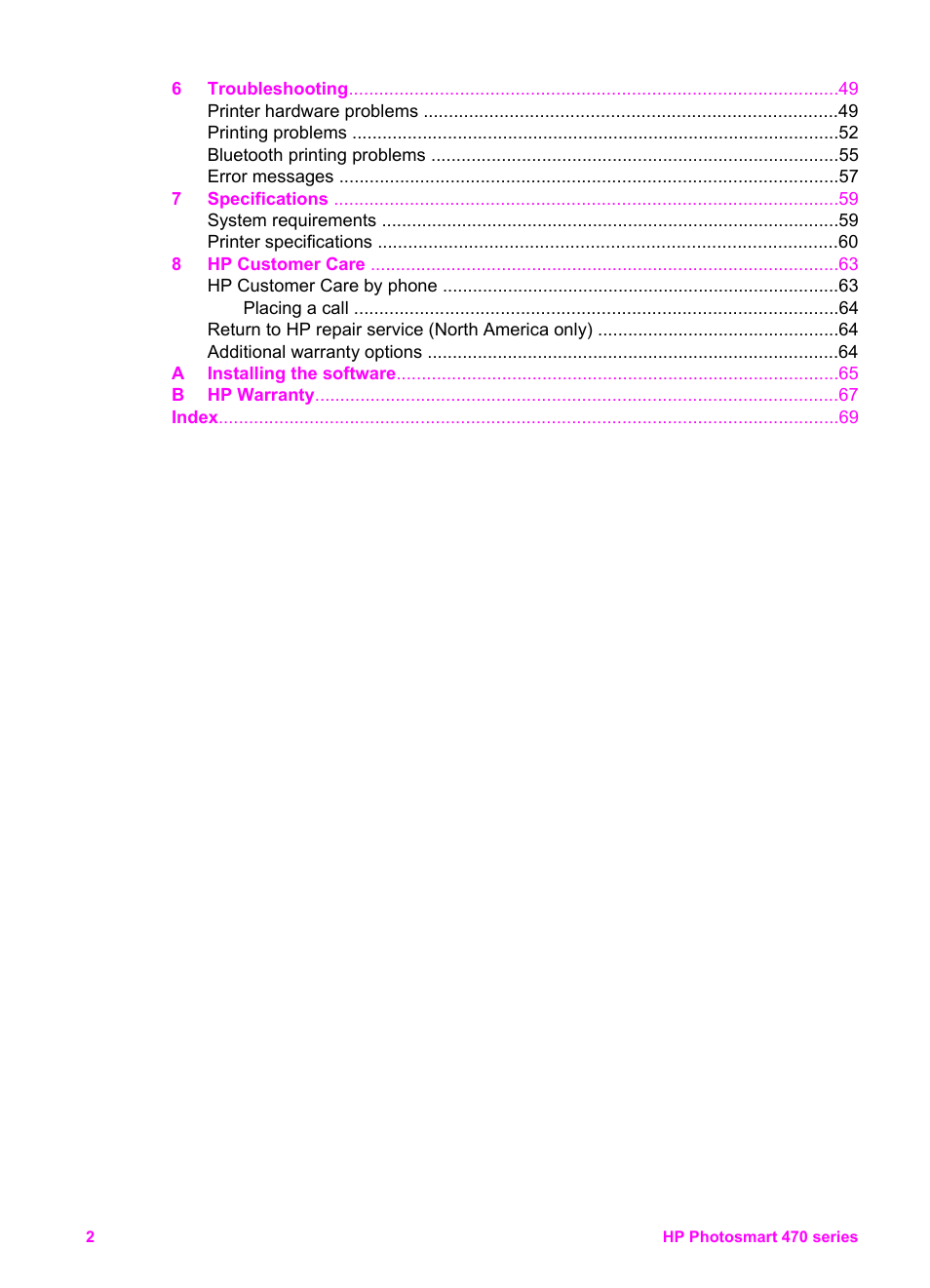 HP 470 series User Manual | Page 7 / 77