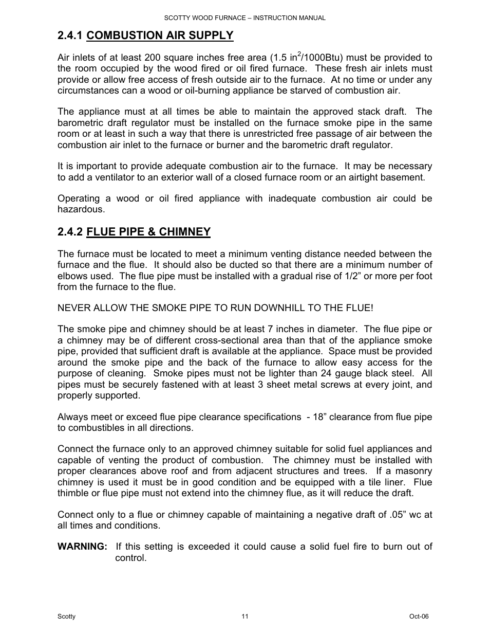 1 combustion air supply, 2 flue pipe & chimney | HP DB-102 User Manual | Page 11 / 24