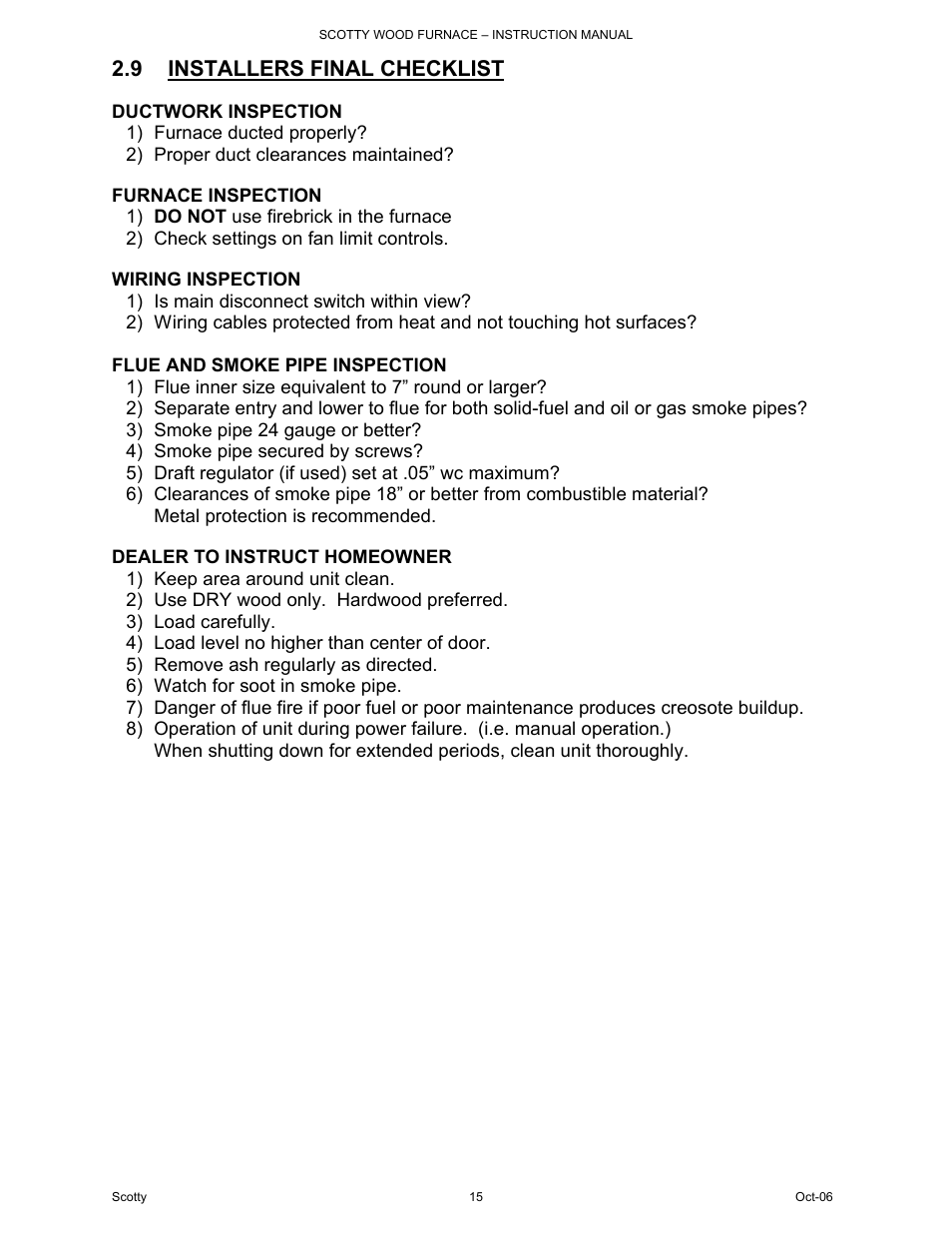 9 installers final checklist | HP DB-102 User Manual | Page 15 / 24