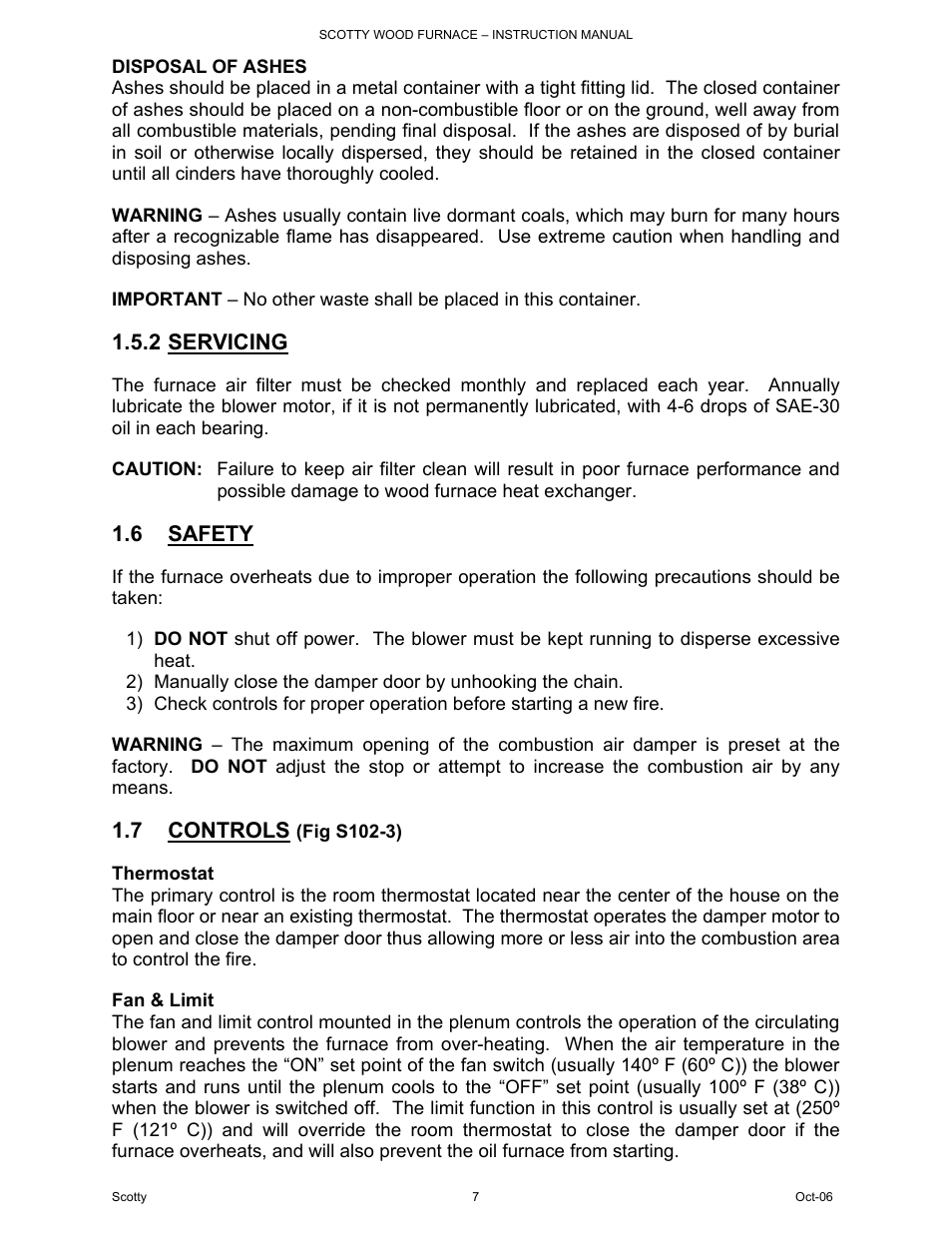 2 servicing, 6 safety, 7 controls | HP DB-102 User Manual | Page 7 / 24