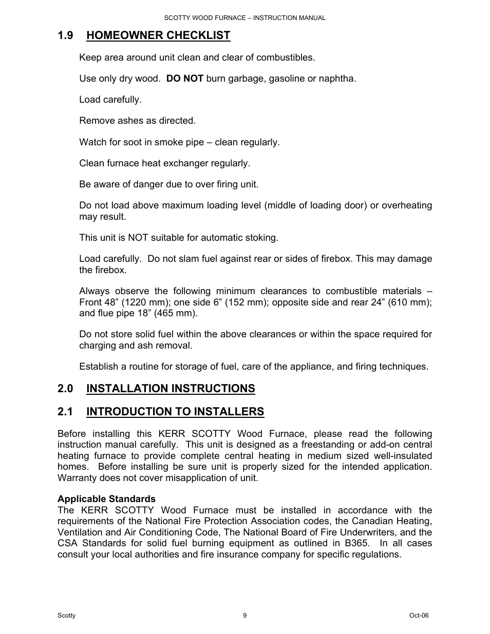 9 homeowner checklist, 0 installation instructions, 1 introduction to installers | HP DB-102 User Manual | Page 9 / 24