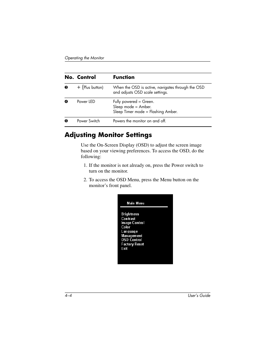 Adjusting monitor settings | HP FP7317 User Manual | Page 23 / 45