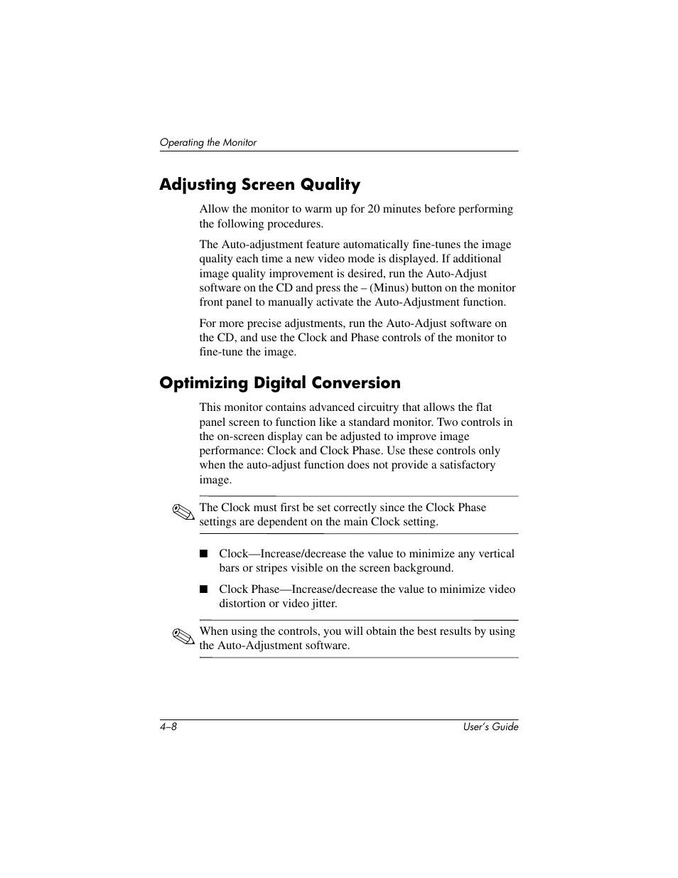 Adjusting screen quality, Optimizing digital conversion | HP FP7317 User Manual | Page 27 / 45