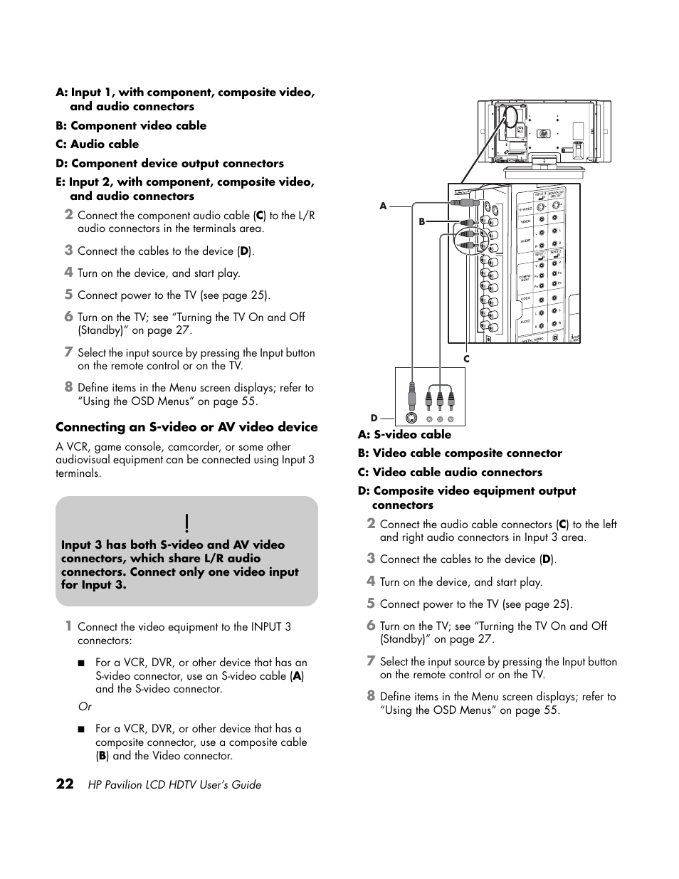 S-video / composite video | HP LC3700N User Manual | Page 32 / 118