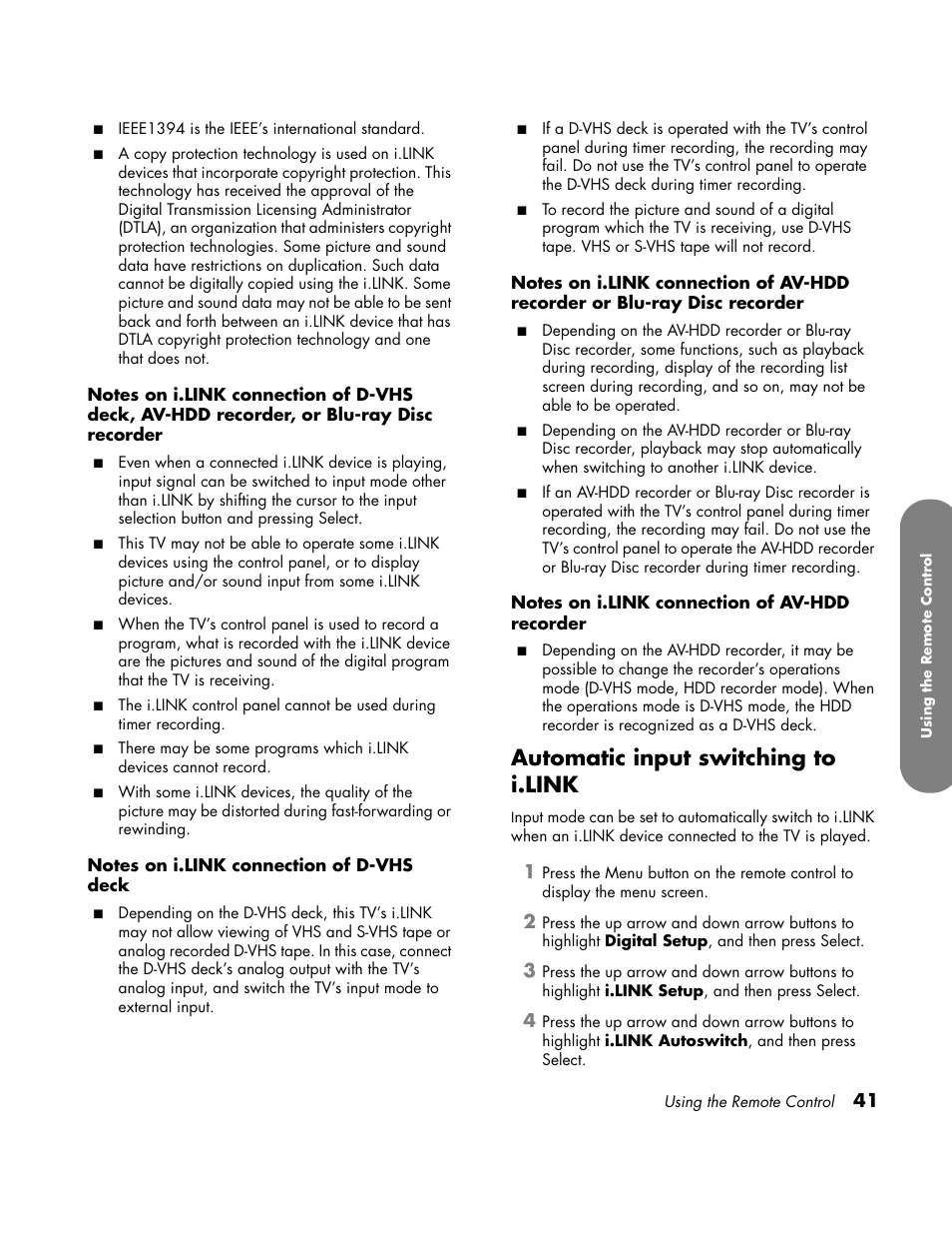 Automatic input switching to i.link | HP LC3700N User Manual | Page 51 / 118