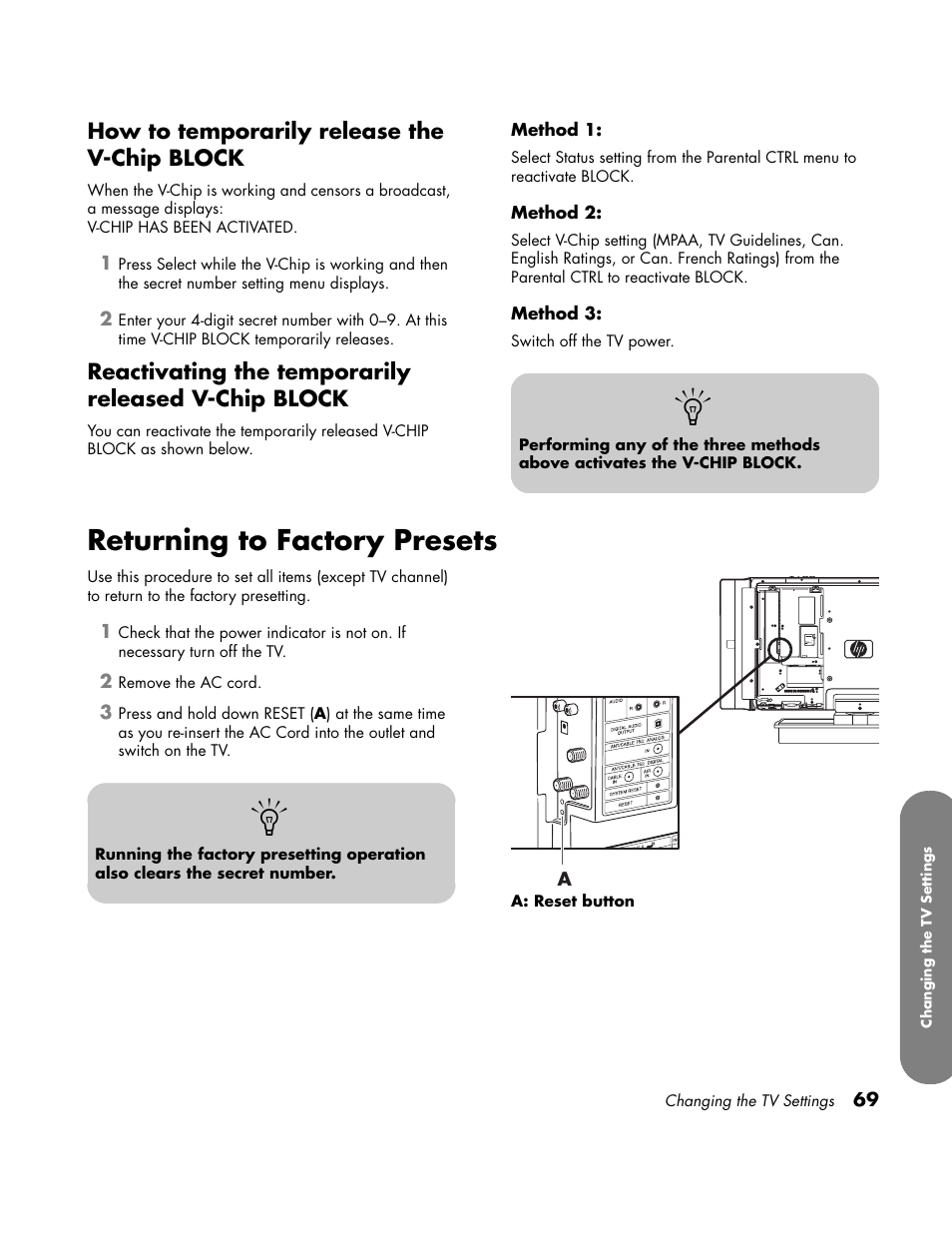 Returning to factory presets | HP LC3700N User Manual | Page 79 / 118