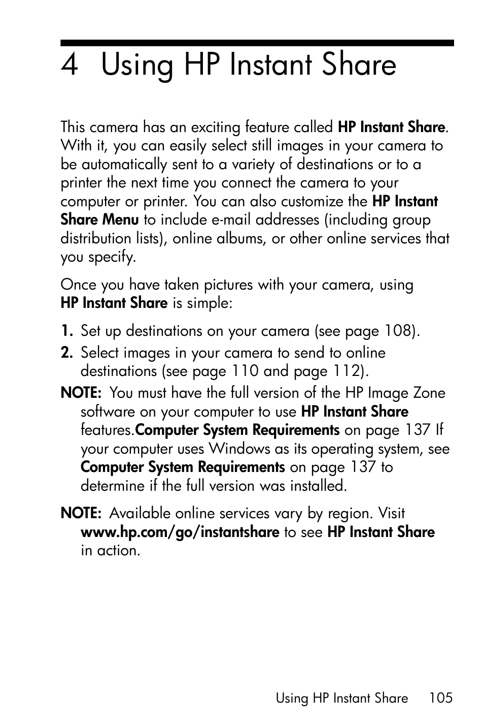 Using hp instant share, 4 using hp instant share | HP R717 User Manual | Page 105 / 217