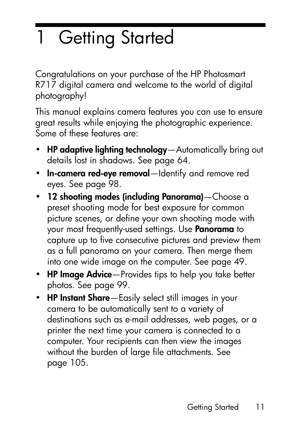 Getting started, 1 getting started | HP R717 User Manual | Page 11 / 217
