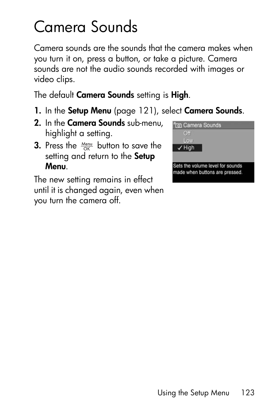 Camera sounds | HP R717 User Manual | Page 123 / 217