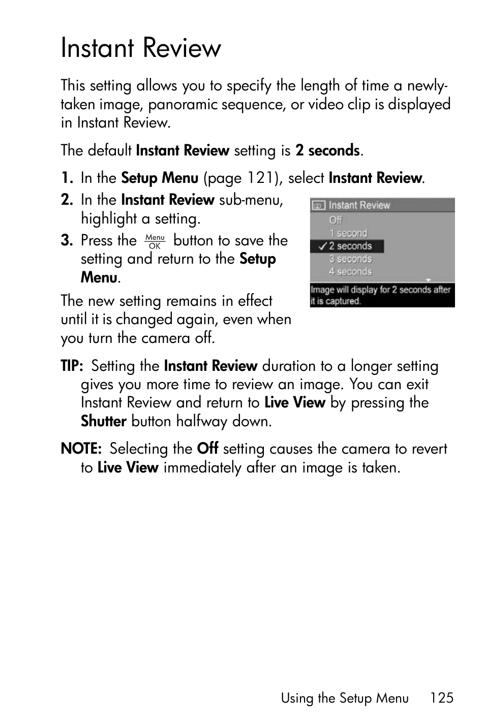 Instant review, Instant | HP R717 User Manual | Page 125 / 217
