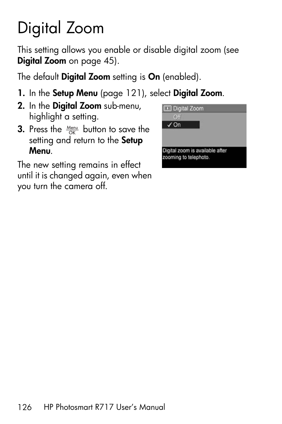 Digital zoom | HP R717 User Manual | Page 126 / 217