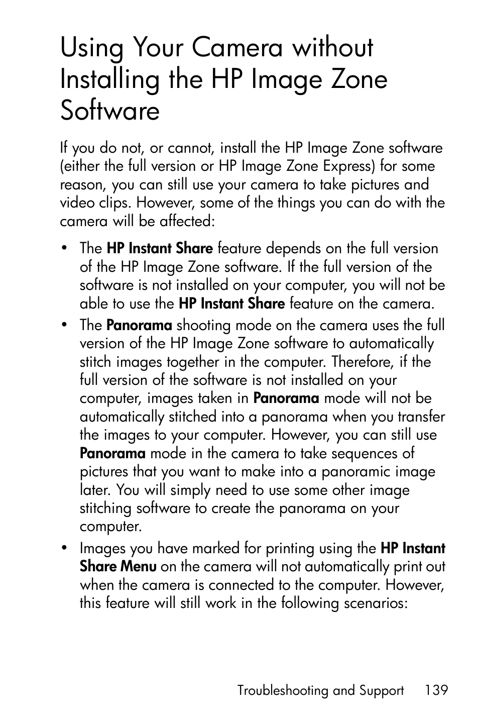 Using your camera without installing the, Hp image zone software, Using | Your camera without installing the hp image zone, See using your camera, Without installing the hp image zone software on | HP R717 User Manual | Page 139 / 217