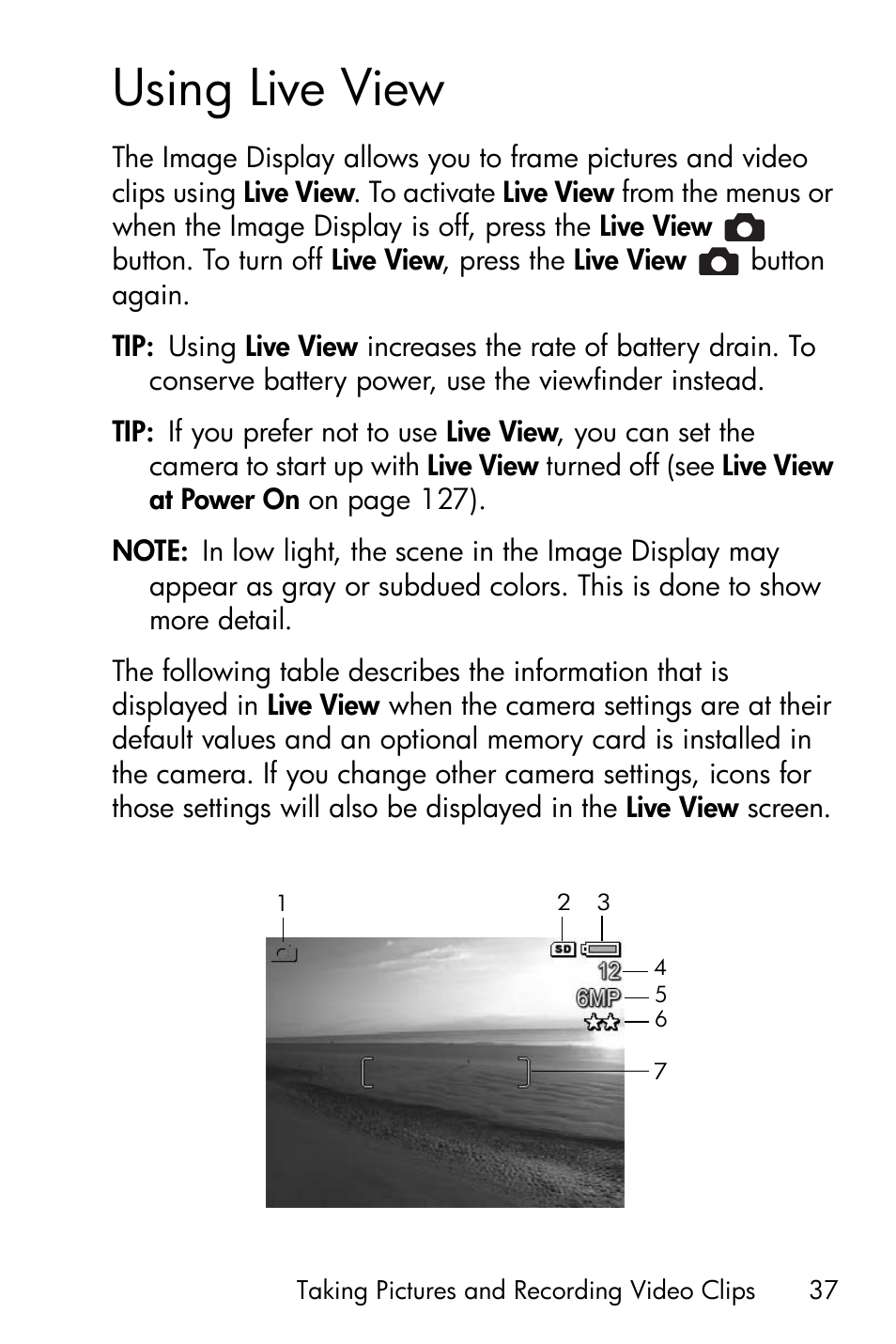 Using live view | HP R717 User Manual | Page 37 / 217