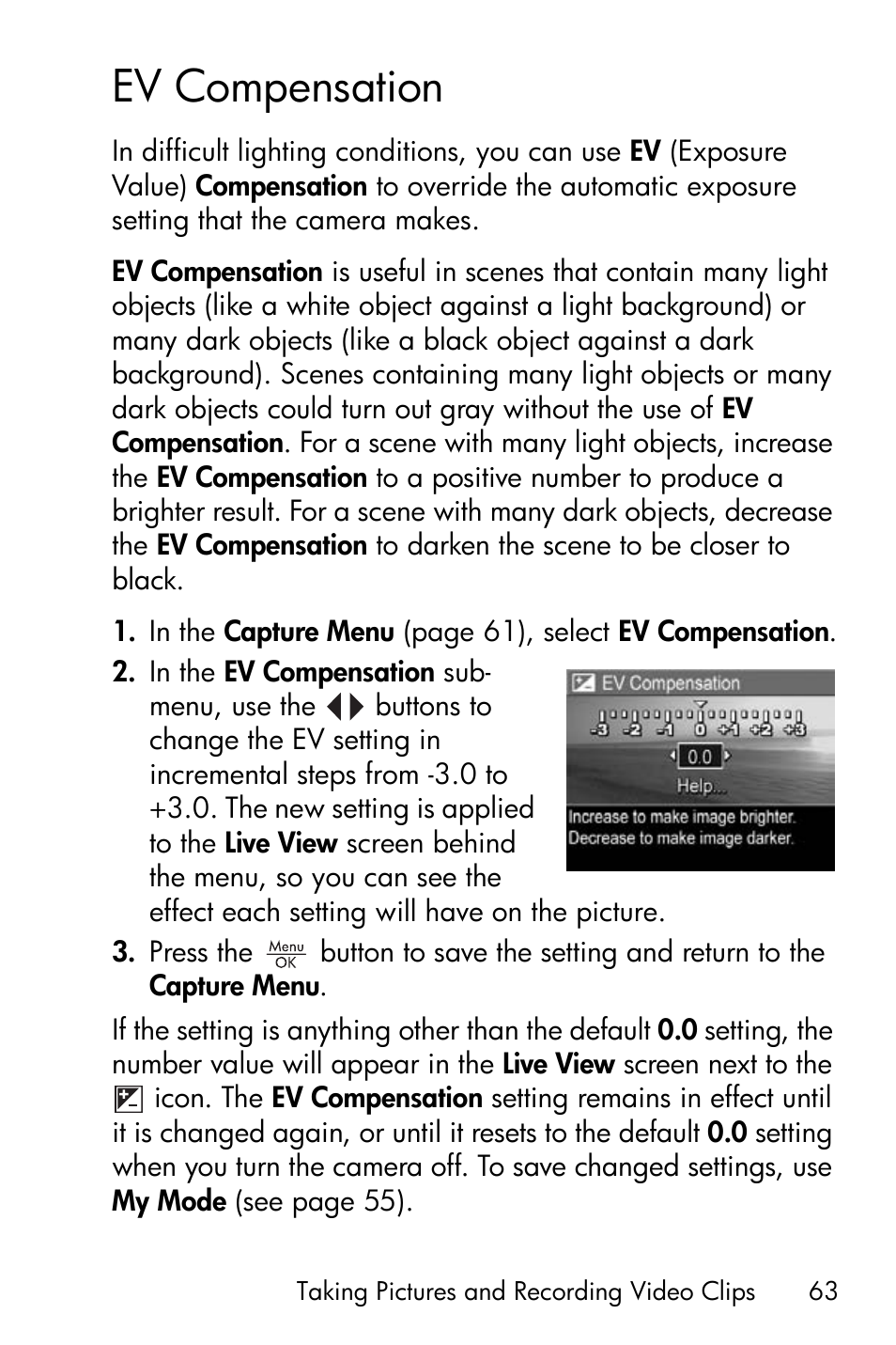 Ev compensation | HP R717 User Manual | Page 63 / 217