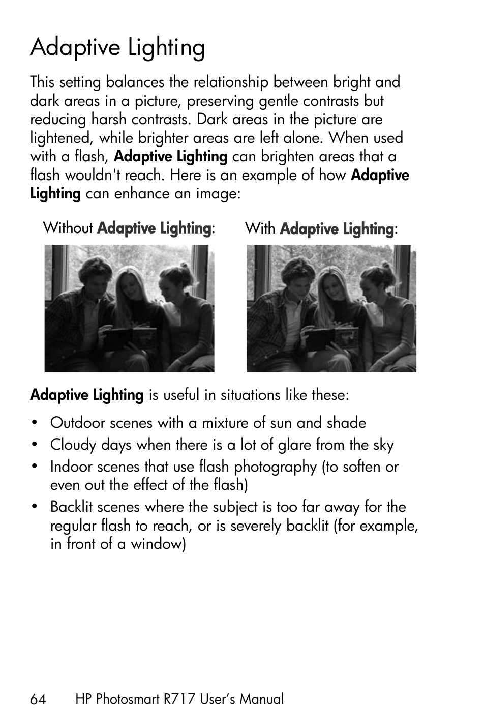 Adaptive lighting | HP R717 User Manual | Page 64 / 217