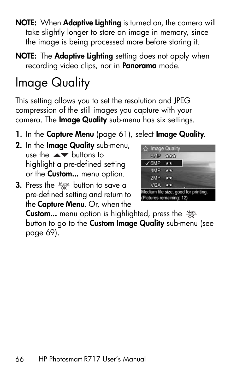 Image quality | HP R717 User Manual | Page 66 / 217