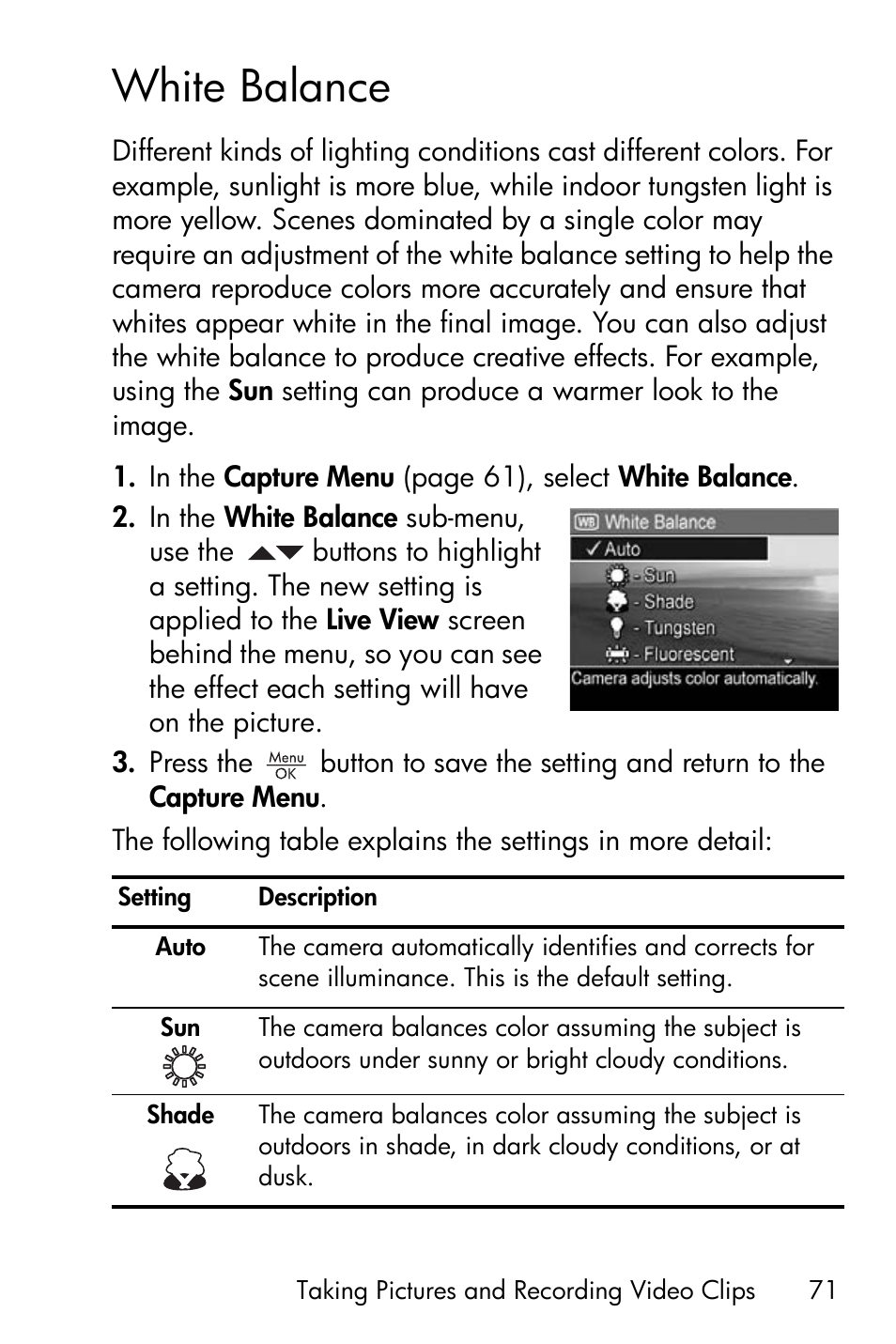 White balance | HP R717 User Manual | Page 71 / 217