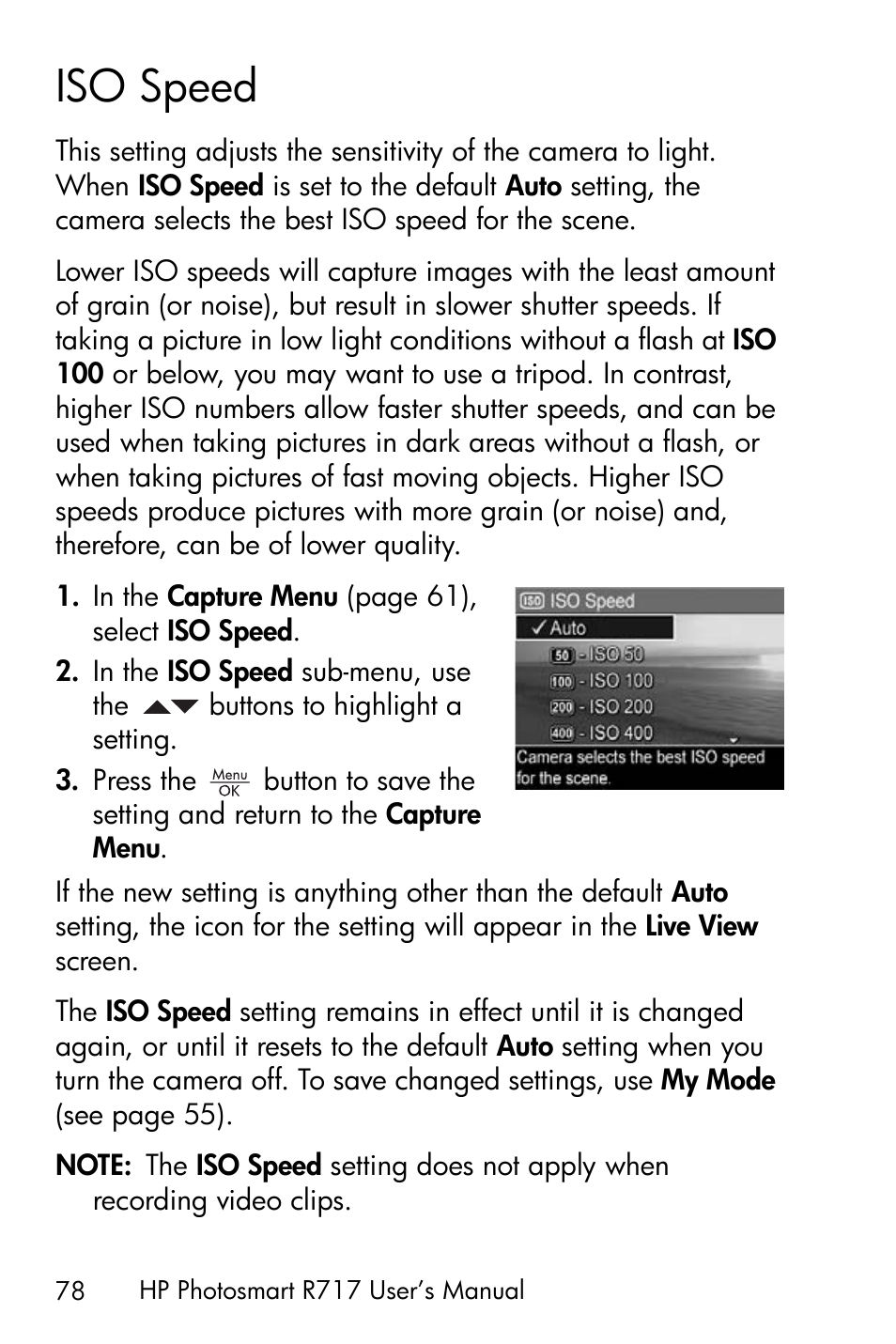 Iso speed | HP R717 User Manual | Page 78 / 217