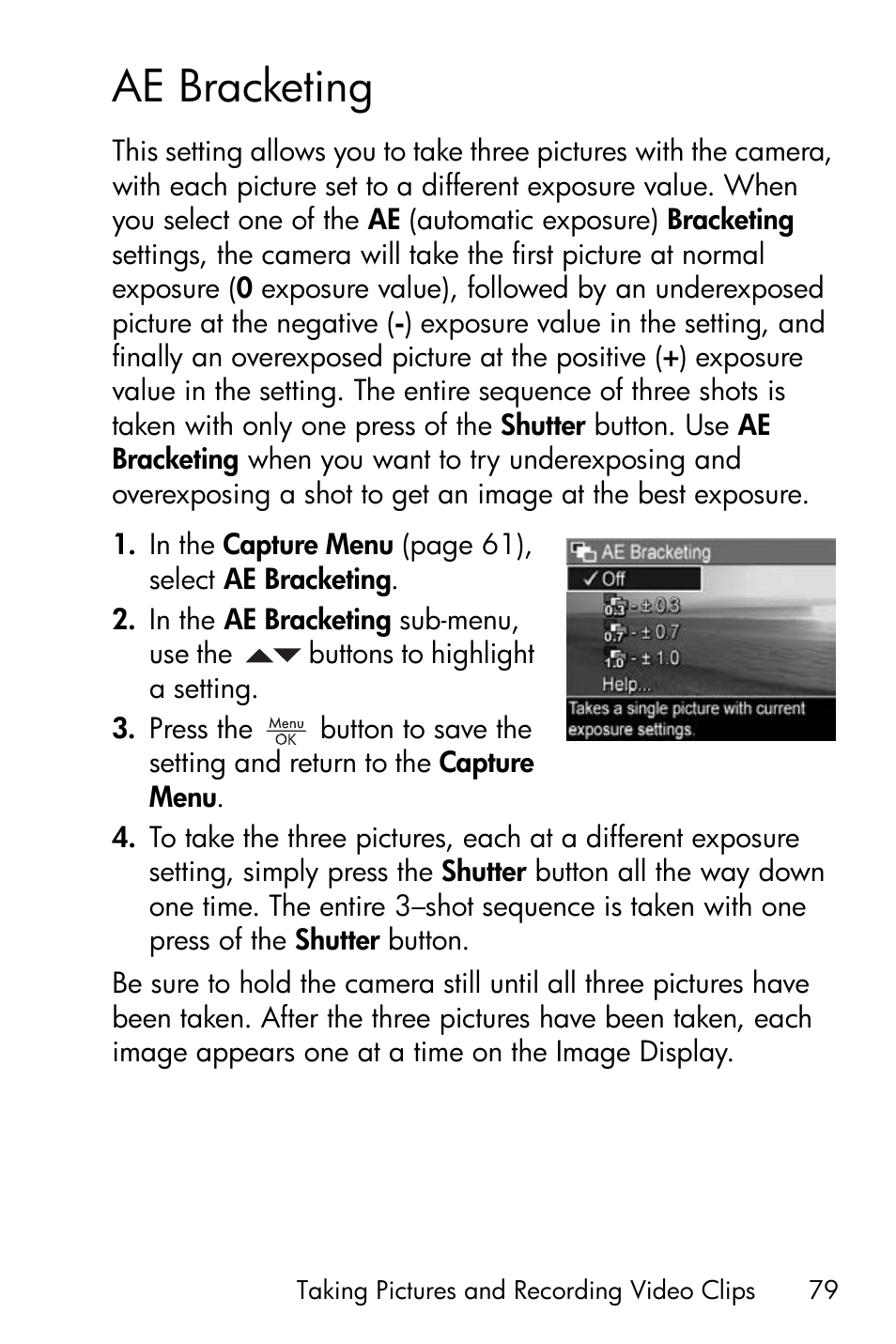 Ae bracketing | HP R717 User Manual | Page 79 / 217