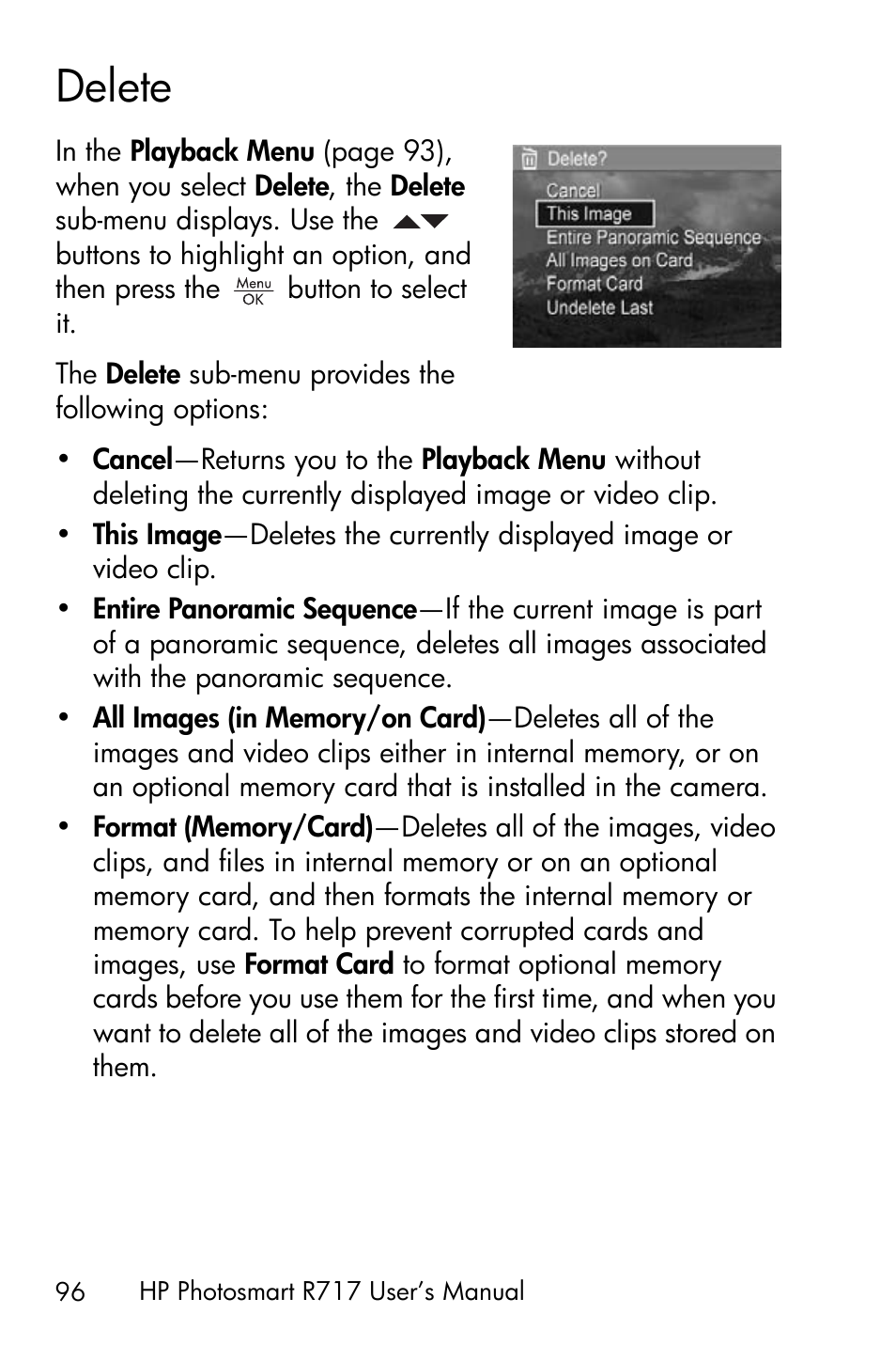 Delete | HP R717 User Manual | Page 96 / 217