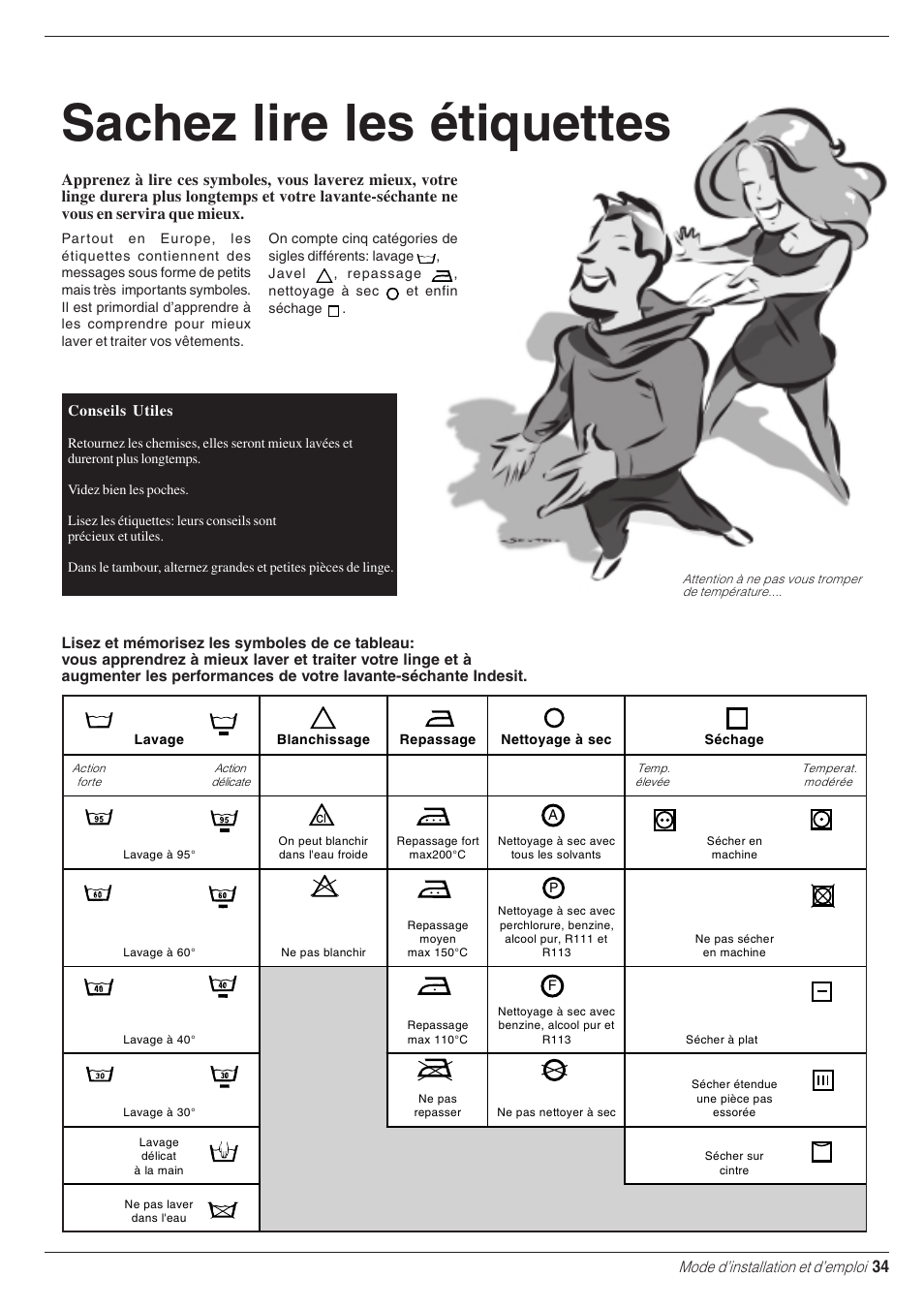 Sachez lire les étiquettes | Indesit WD 84 T User Manual | Page 37 / 80
