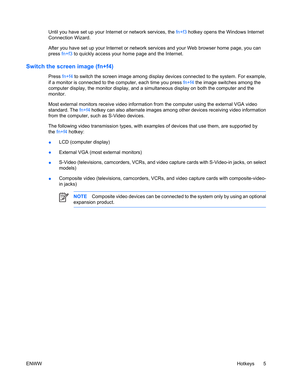 Switch the screen image (fn+f4) | HP TouchPad and Keyboard User Manual | Page 9 / 15