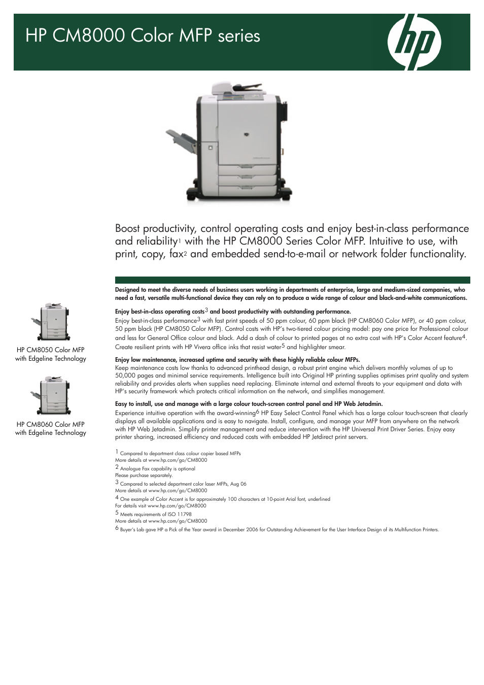 HP CM8050 MFP User Manual | 4 pages