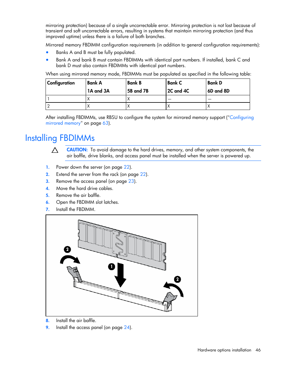 Installing fbdimms | HP ProLiant DL380 User Manual | Page 46 / 113