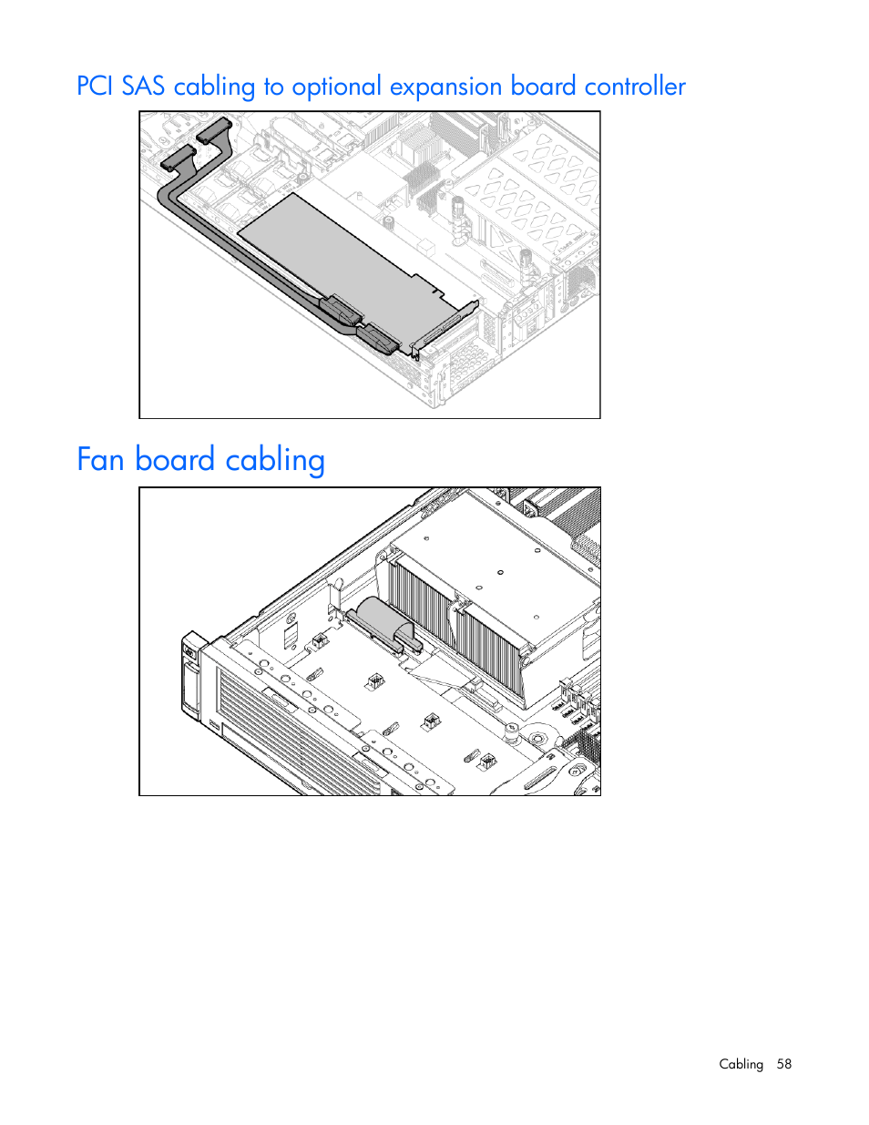 Fan board cabling | HP ProLiant DL380 User Manual | Page 58 / 113