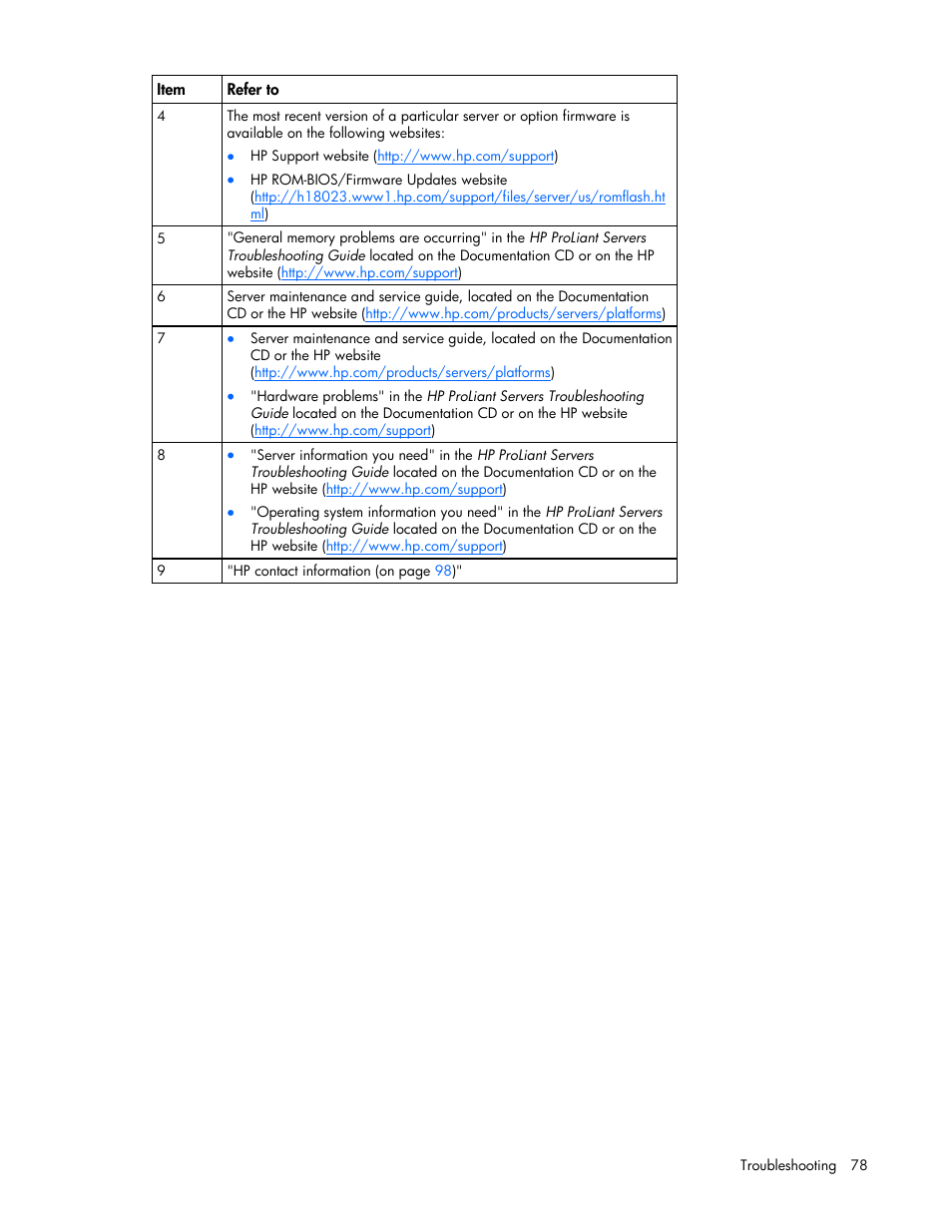 HP ProLiant DL380 User Manual | Page 78 / 113