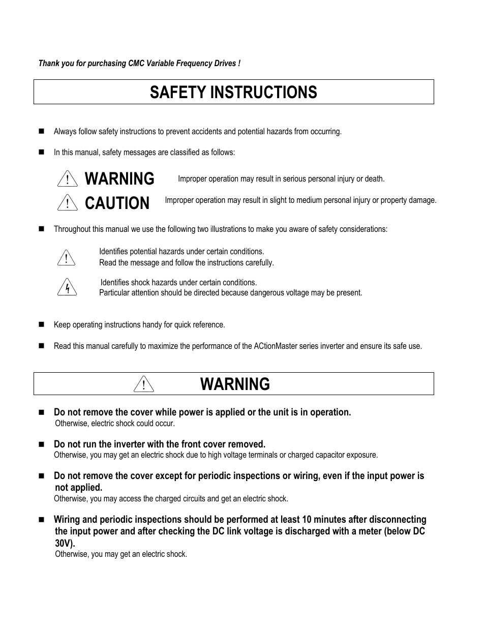 Safety instructions, Warning, Caution | HP 30 HP30 User Manual | Page 2 / 218