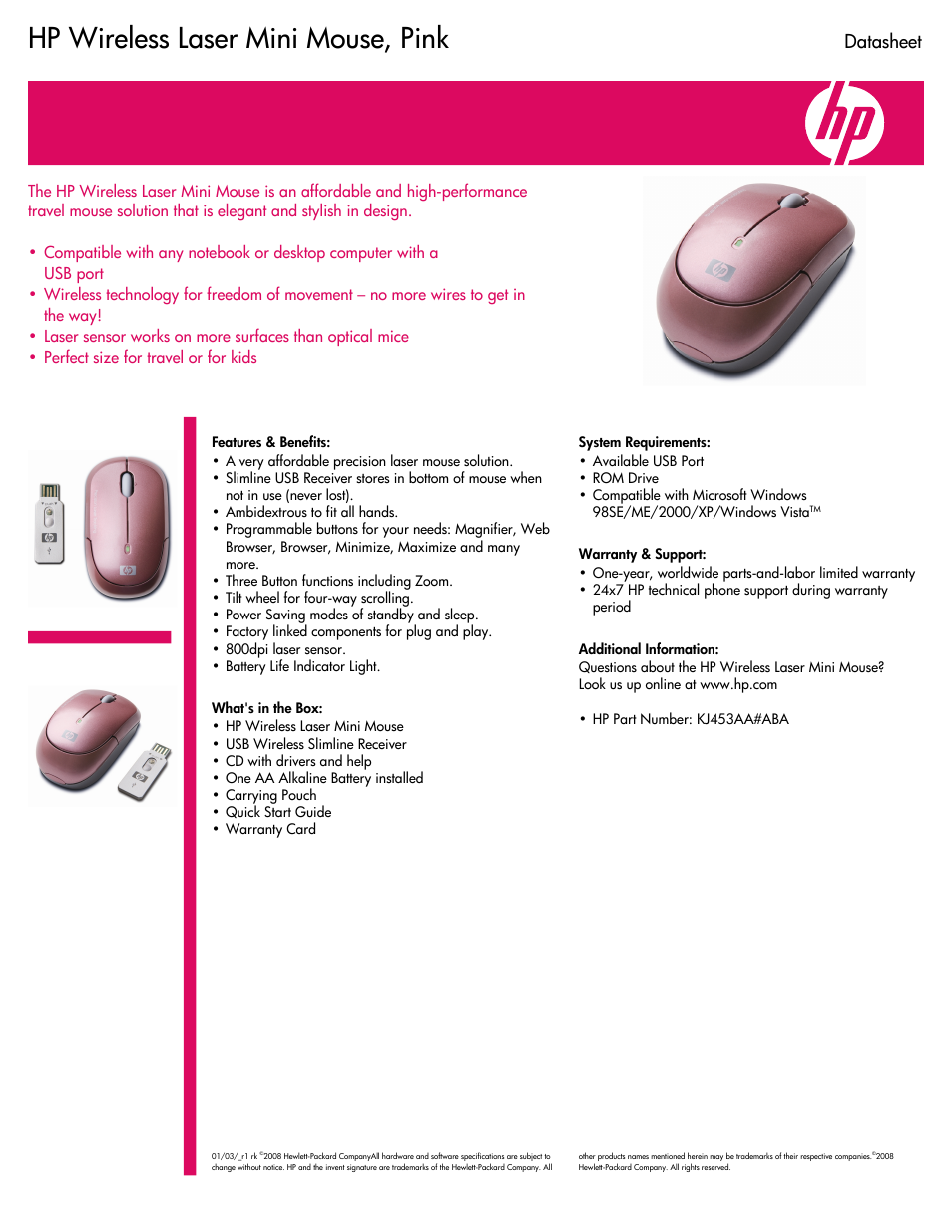 HP Mouse User Manual | 1 page