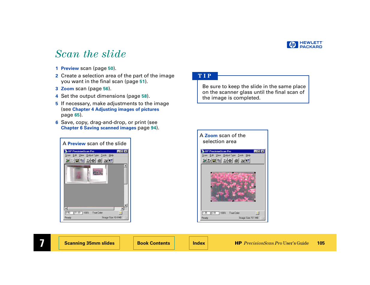 Scan the slide, Scan the slide 105 | HP 6200C User Manual | Page 105 / 110