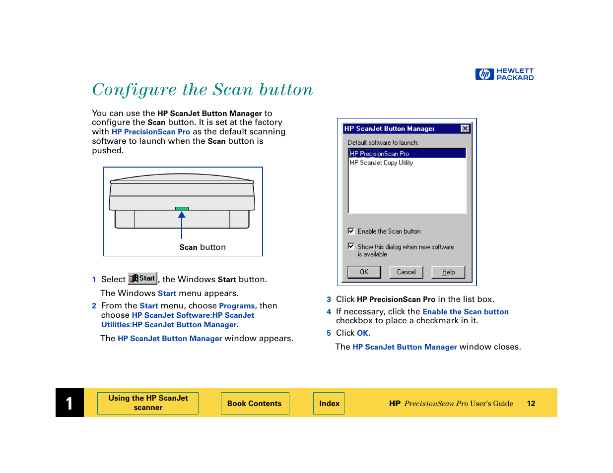 Configure the scan button, Configure the scan button 12 | HP 6200C User Manual | Page 12 / 110