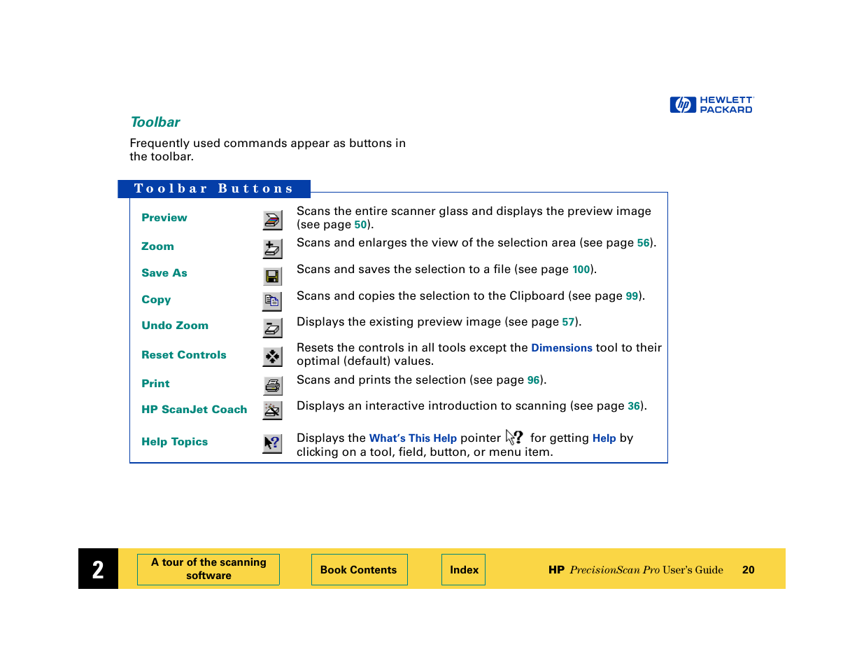 Toolbar | HP 6200C User Manual | Page 20 / 110