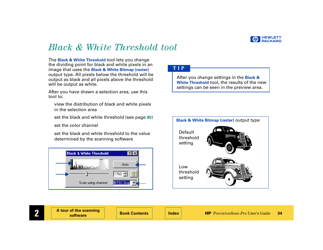 Black & white threshold tool, Black & white threshold tool 34 | HP 6200C User Manual | Page 34 / 110