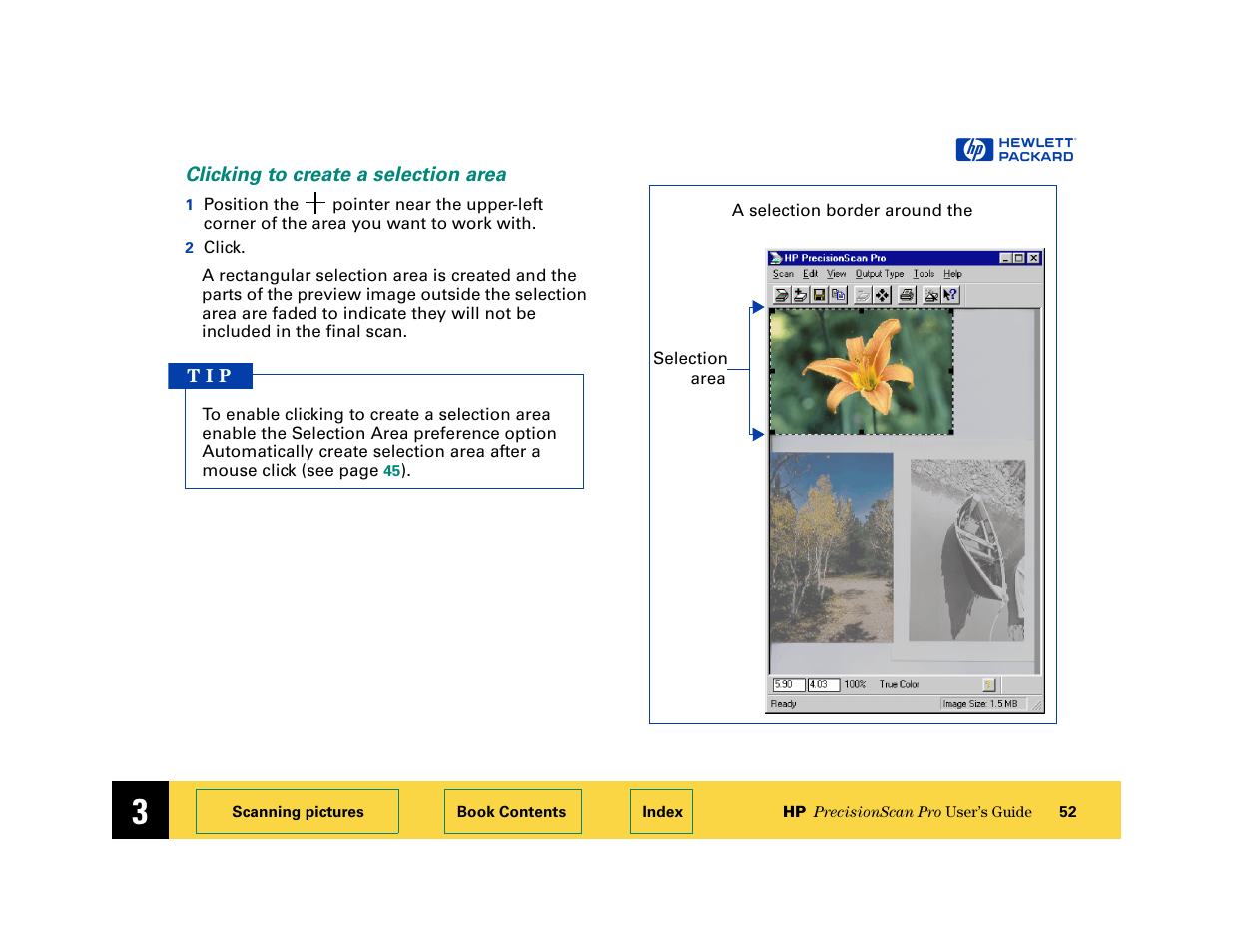 Clicking to create a selection area | HP 6200C User Manual | Page 52 / 110