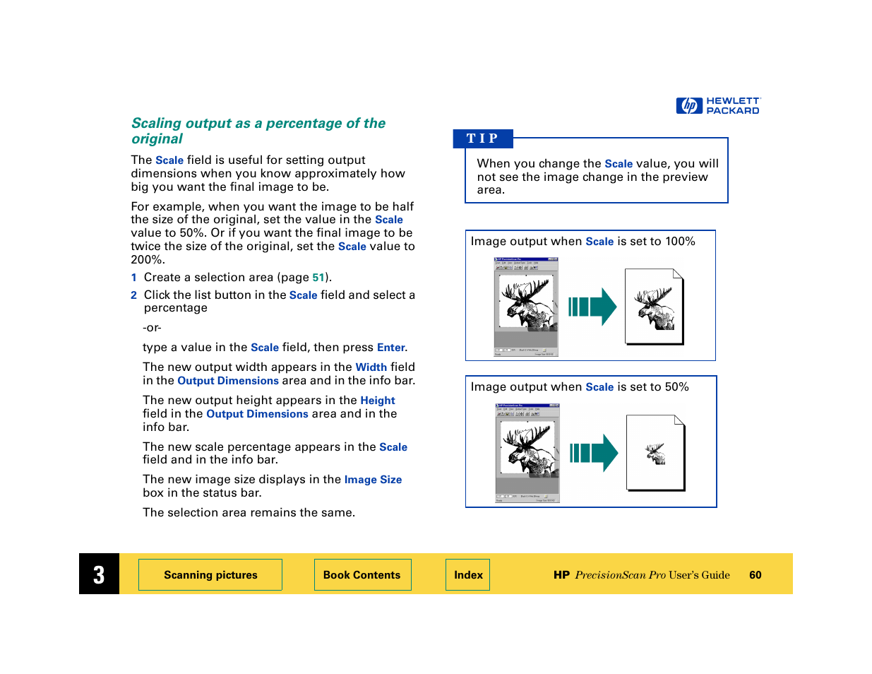Scaling output as a percentage of the original | HP 6200C User Manual | Page 60 / 110