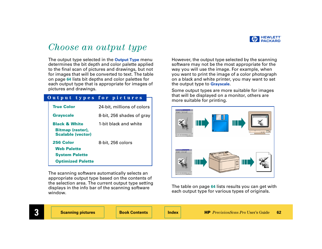 Choose an output type, Choose an output type 62 | HP 6200C User Manual | Page 62 / 110